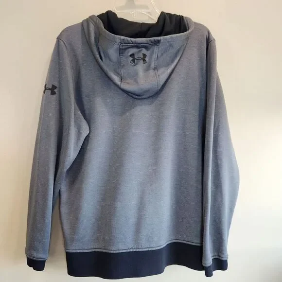 Under Armour Mens Size M ColdGear Hoodie 1/4 Zip Sweatshirt Gray Fleece Pullover - Picture 7 of 9